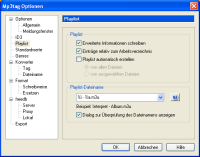 Playlist options dialog page